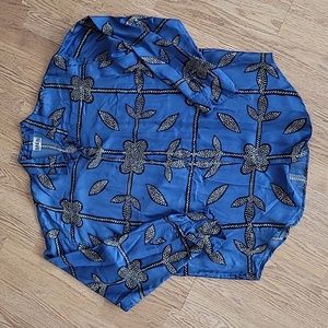 MEN GoSilk 100% silk men's long sleeve button down shirt size L